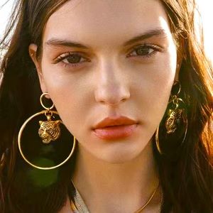 Gold Tiger Hoop Earrings